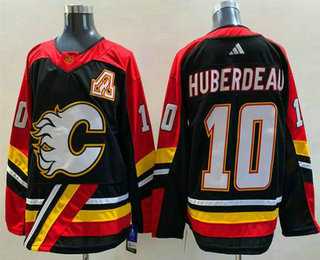 Men%27s Calgary Flames #10 Jonathan Huberdeau Black 2022 Reverse Retro Stitched Jersey->buffalo sabres->NHL Jersey